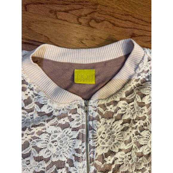 Mod Lusive Lace Zip Cardigan Jacket Ivory White W Large-small hole in lining - Picture 2 of 9